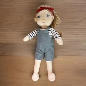 Butterflies Cracker Barrel Olivia Doll overalls Blonde Yarn Hair 18" Plush Toy